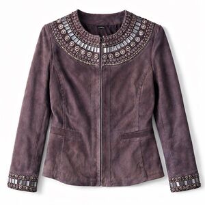 Pamela McCoy embellished 100% leather coat